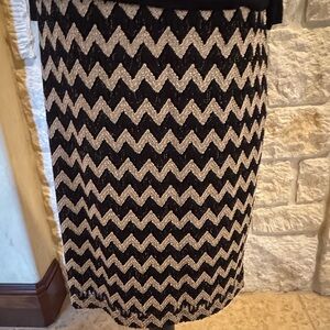 Sunny Leigh Black and Silver Zigzag Pencil Skirt
